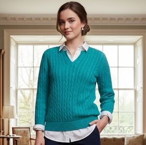 Croft & Barrow M Old Money Classic Preppy Cabincore Fisherman Cable Knit Sweater